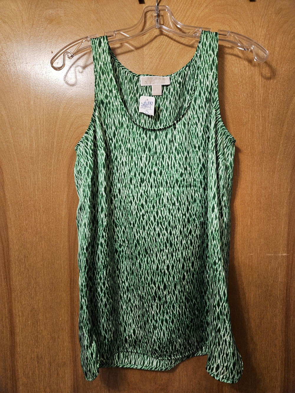 MICHAEL Michael Kors Green Patterned Scoop Neck Tank